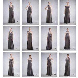 NWT black Jenny Yoo 'Aidan' Convertible Strapless Chiffon Gown size 16